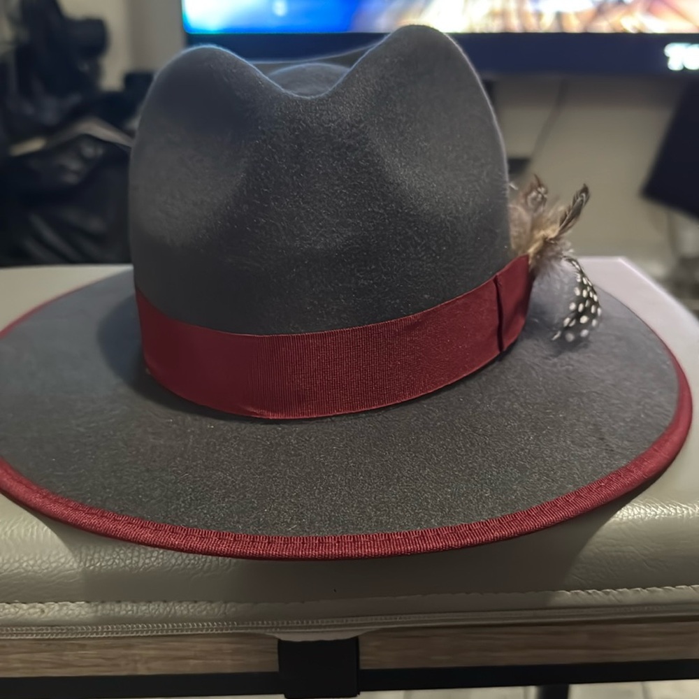 Gray dress hat wore once